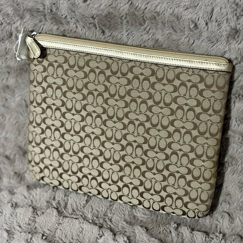 Coach khaki Signature Tablet Sleeve